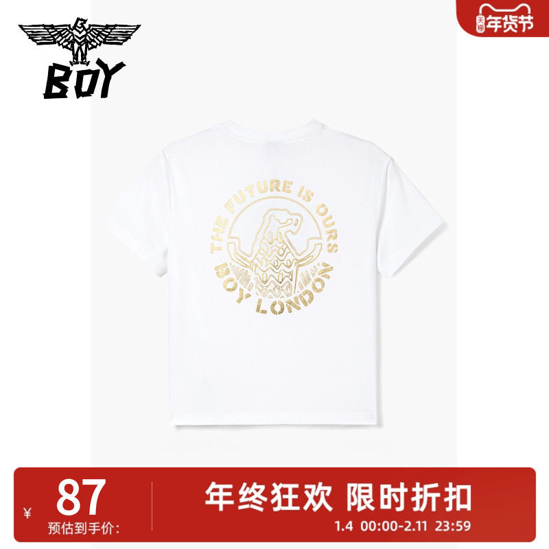 【SALE】BOY童装 儿童短袖夏圆领白金logo印花宽松T恤男女童,童装/婴儿装/亲子装,T恤,淘宝优惠券,粉丝福利购,淘宝优惠卷
