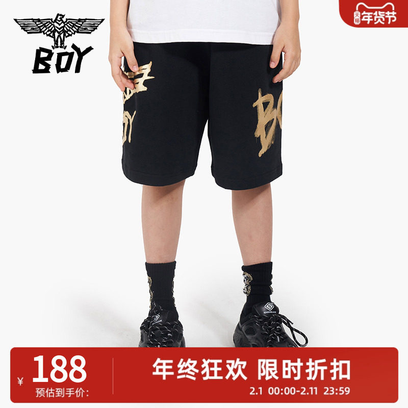 BOY童装 儿童运动中筒裤夏季潮流百搭针织直筒短裤潮牌透气男女童