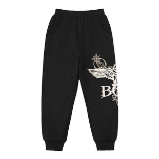 【加绒】BOY童装 秋冬季卫裤时尚烫金保暖束脚运动裤子长裤男女童