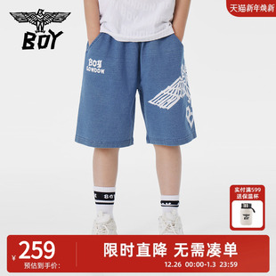 潮流印花百搭宽松中筒裤 牛仔短裤 男女童 儿童夏季 BOY童装