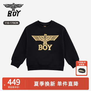 BOY童装 26秋新品男女童潮牌上衣老鹰绣花舒适针织圆领套头卫衣