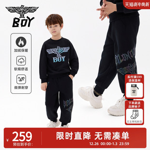 25冬新款 BOY童装 卫裤 儿童时尚 男女童 logo印花潮流运动裤 加绒