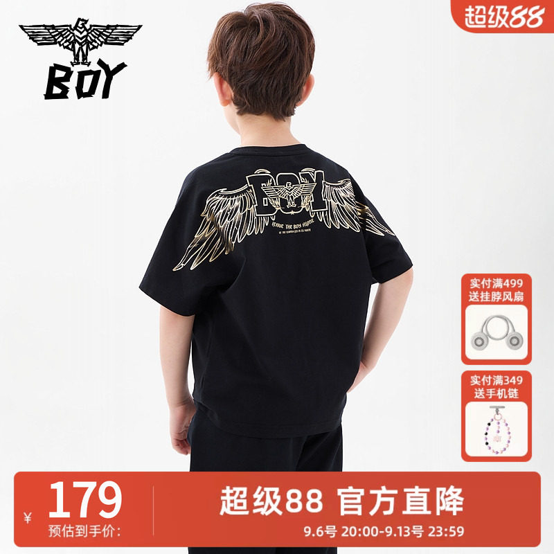 BOY童装 潮牌夏季儿童短袖T恤 宽松时尚圆领T恤男女童中大童图片