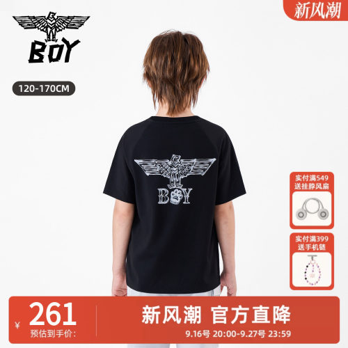 BOY童装 26春夏新品轻朋克风印花短袖T恤男女童款宽松圆领上衣