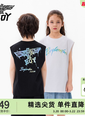 BOY童装夏季时尚潮酷背心外穿老鹰涂鸦印花无袖T恤上衣儿童男女童