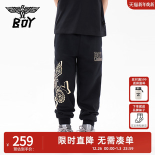 男女儿童装 潮牌宽松针织长裤 大老鹰logo印花街头 春夏薄款 BOY童装