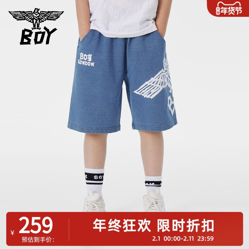 BOY童装 儿童夏季牛仔短裤潮流印花百搭宽松中筒裤男女童