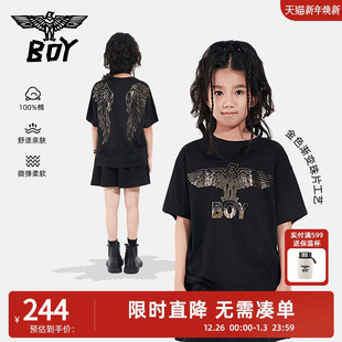 针织短袖 男女童 T恤柔软宽松金色珠片K01009 夏季 BOY童装