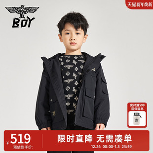 BOY童装 摇粒绒夹克痞帅外套保暖男童女童 儿童潮牌秋冬连帽工装