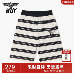 中裤 BOY童装 黑白条纹休闲时尚 儿童潮牌短裤 男女童中大童 25夏新品