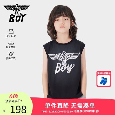 BOY童装 夏季儿童背心外穿无袖T恤闪粉印花舒适透气潮流男女童