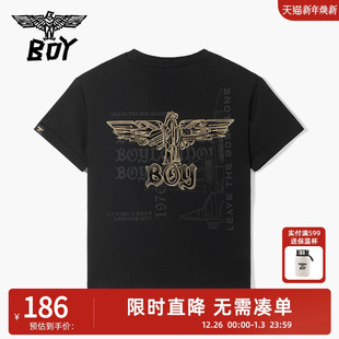 老鹰翅膀潮酷帅气圆领T恤男童女童 儿童潮牌短袖 BOY童装 25夏新品