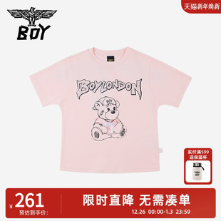 时尚 儿童潮牌短袖 小熊印花百搭圆领T恤男女童 2025夏新款 BOY童装