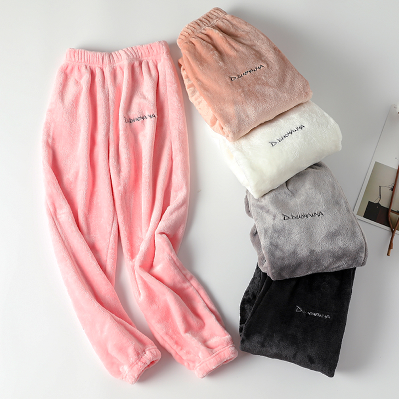 儿童大人法兰绒暖暖裤珊瑚绒睡裤