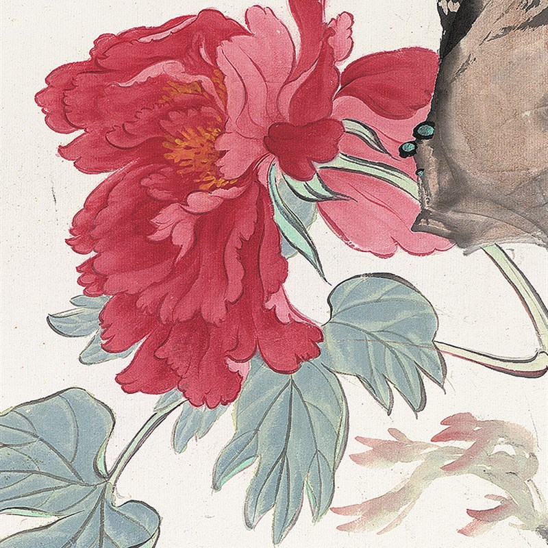 刘奎龄国画微喷工笔临摹画稿花鸟玄关书房挂画装饰画 鸡鸣富贵图图片