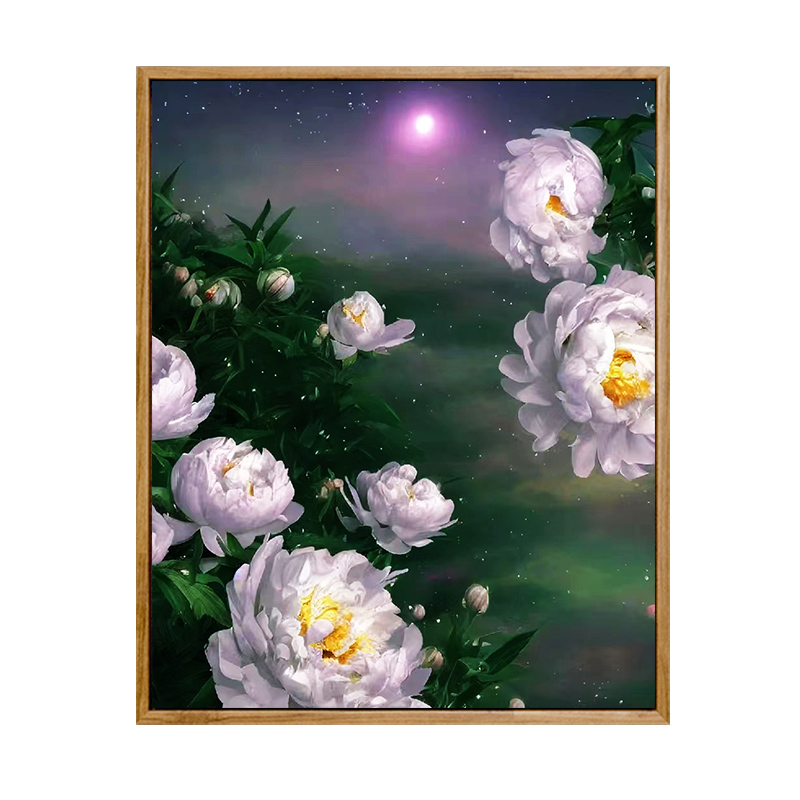 数字油画diy填充牡丹花卉欧式客厅装饰画手绘减压手工填色油彩画图片