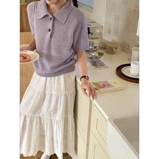 3th Morning 早春新款 韩系简约POLO领针织短袖毛衣ZY3950