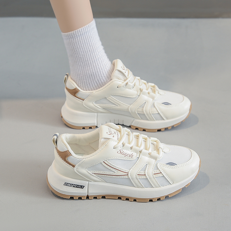 时尚松糕底圆头阿甘鞋网面女鞋