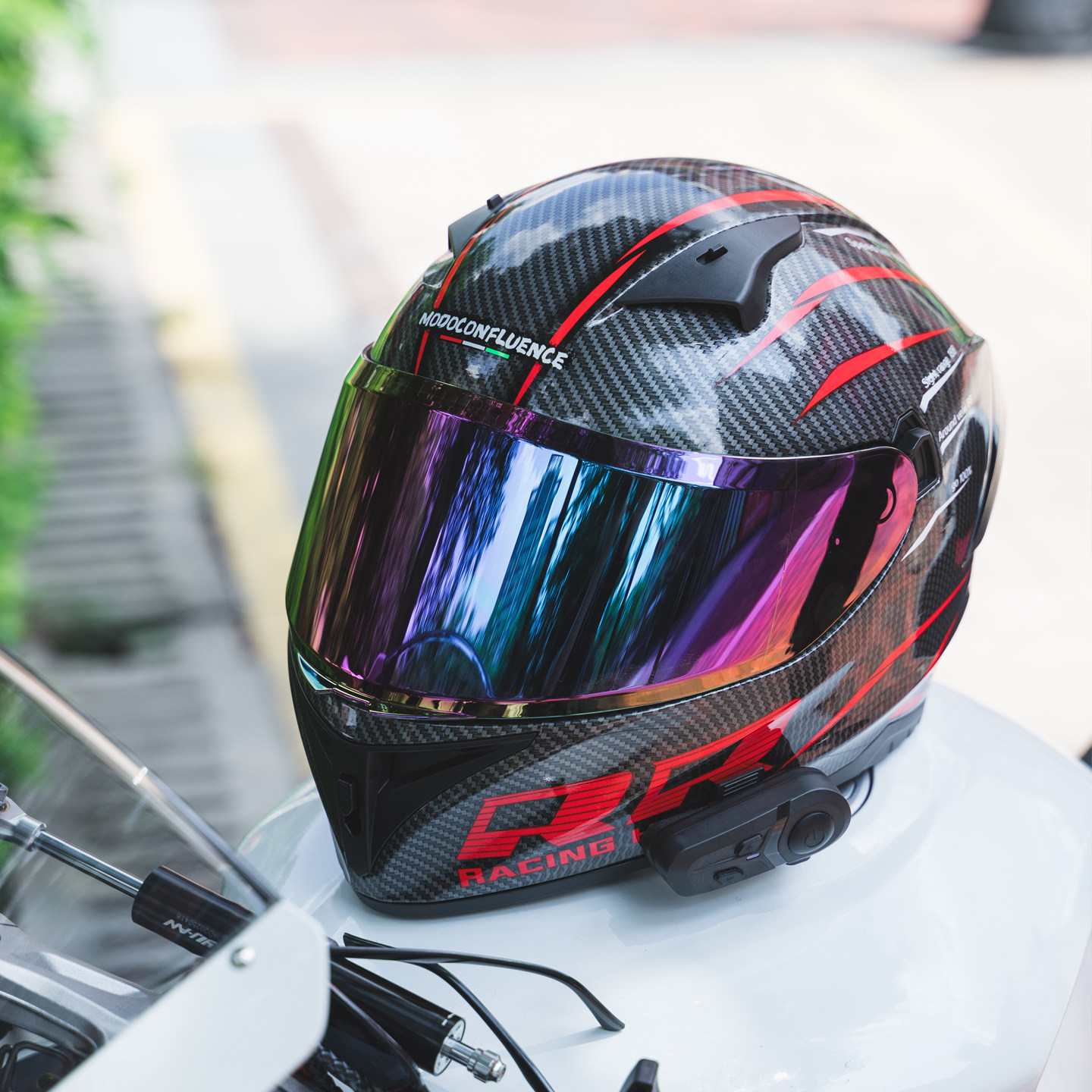 碳纤纹头盔男摩托车全盔