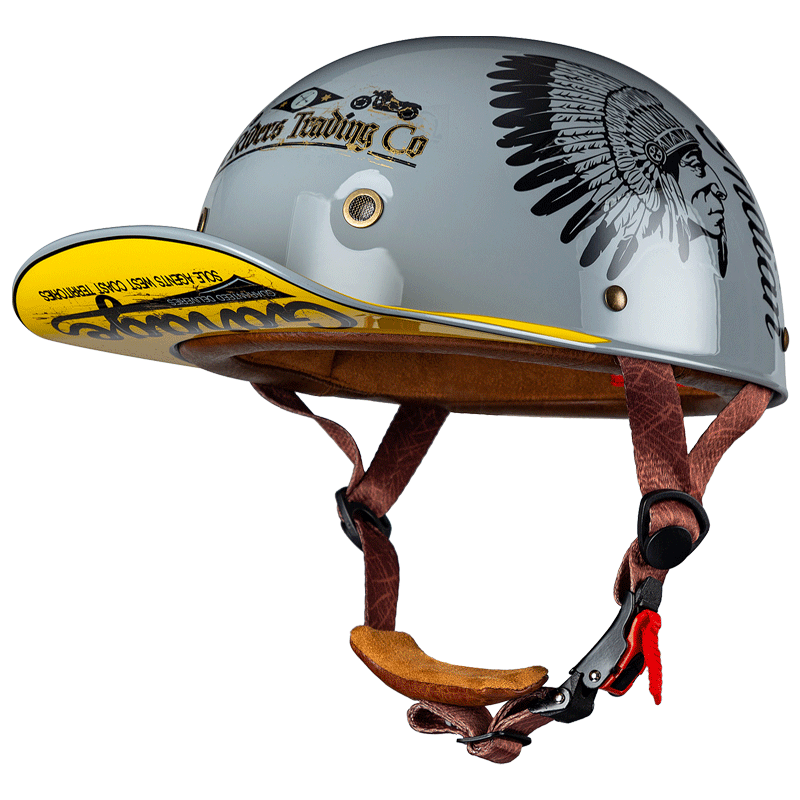 复古摩托车轻便瓢盔女电动踏板车头盔男款夏季棒球帽巡航机车半盔