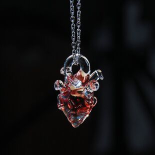 琉璃心脏项链女925纯银手工玻璃饰品吊坠高级感轻奢小众生日礼物