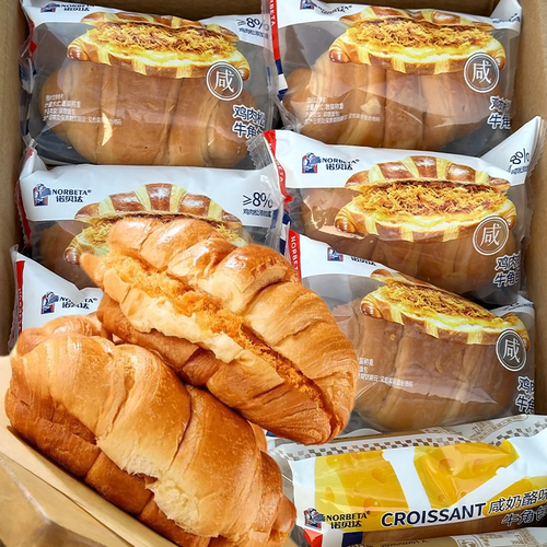 诺贝达鸡肉松牛角包可颂面包夹心营养早餐宿舍饱腹即食休闲代餐品