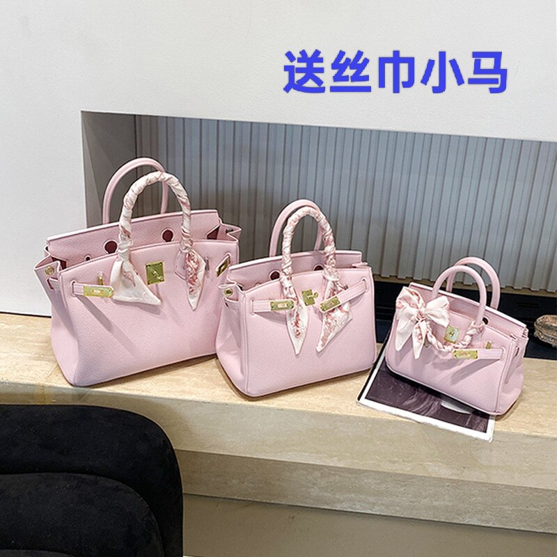 荔枝纹铂金包真皮手提包大容量凯莉包包女2025新款潮时尚单肩包