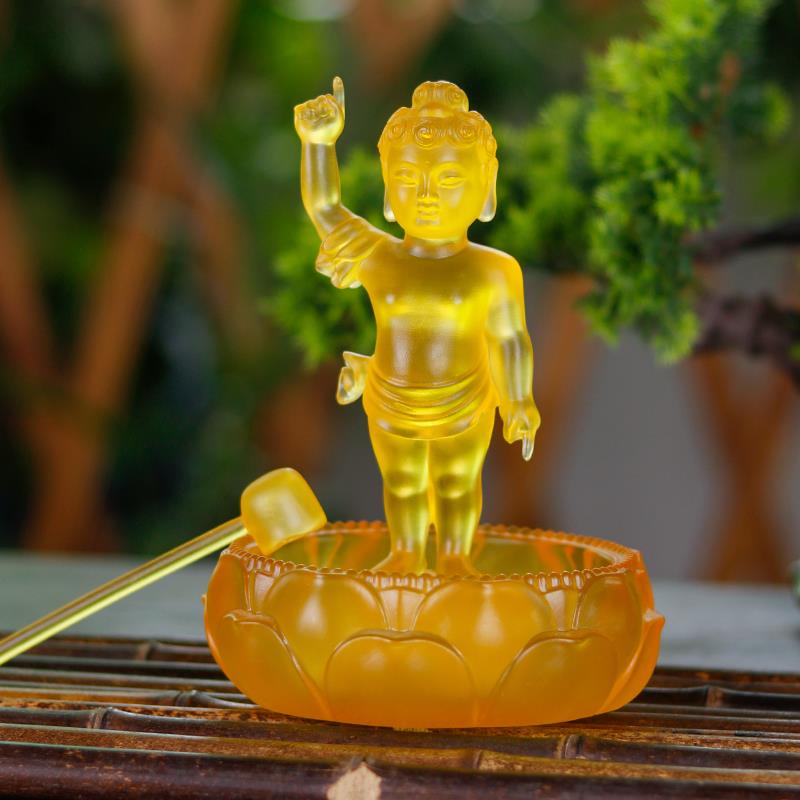 水琉璃浴佛套装（莲花盘 太子佛 勺子）释迦摩尼佛浴佛节家居摆件