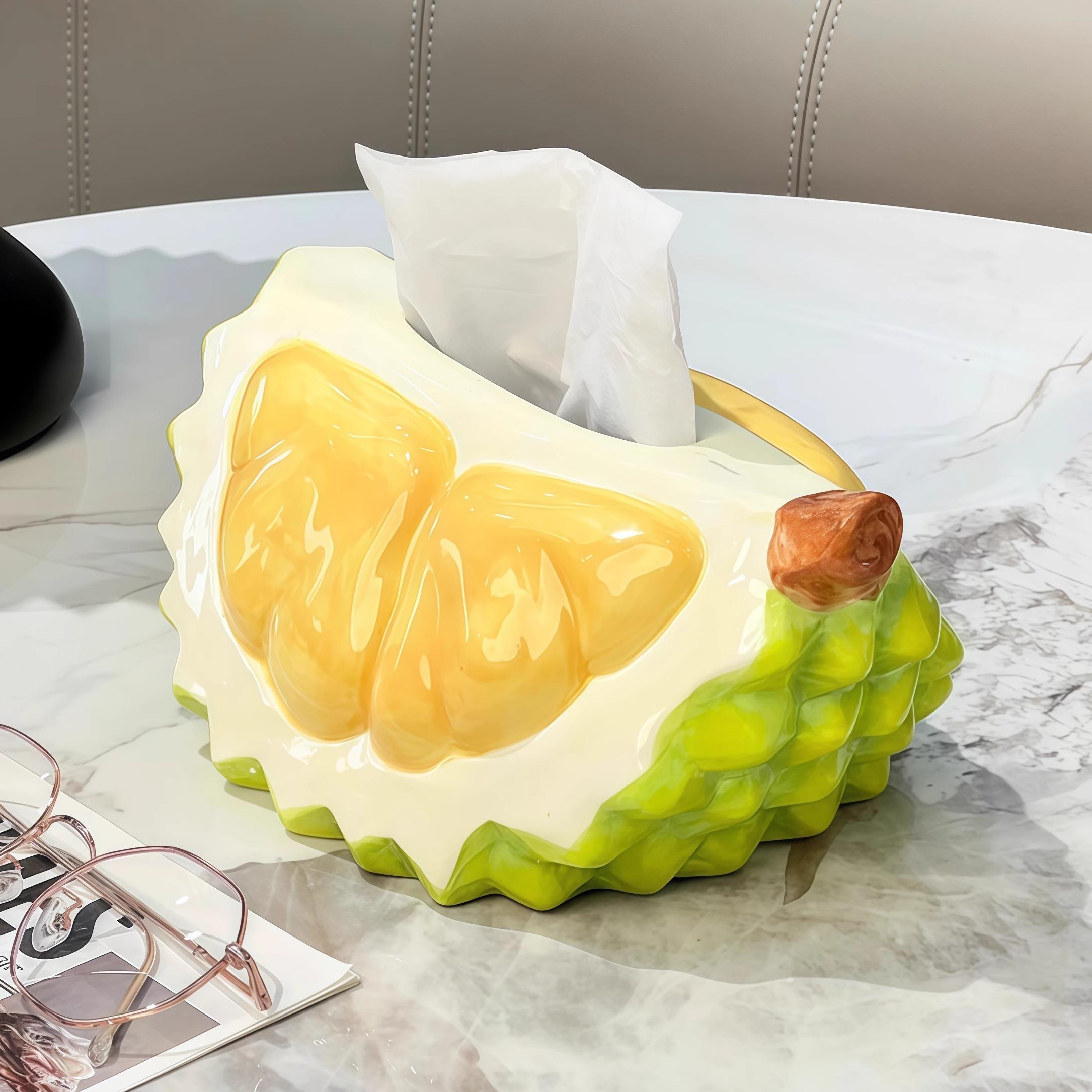 家用纸巾盒榴莲创意纸巾盒收纳家用客厅茶几餐桌卧室搪胶装饰纸盒