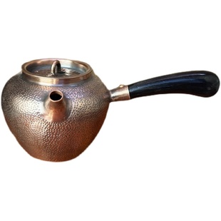复古侧把带盖煮罐罐茶罐家用泡煮茶水壶功夫茶具 纯手工铜茶壶日式