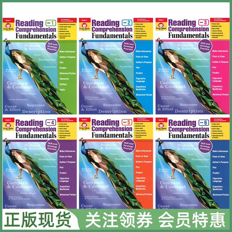 少儿英语阅读理解基础强化练习 Evan-Moor Reading Comprehension Fundamentals Grade 1-2-3-4-5-6 小学一二三四五六年级evanmoor
