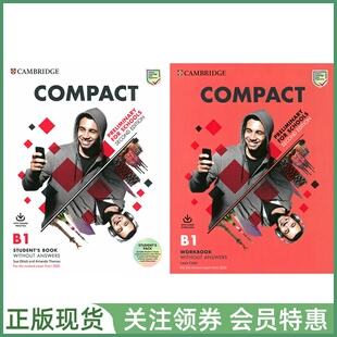 剑桥PET考试备考教材 Compact Preliminary for Schools Student's Book and Workbook 学生用书练习册套装 带小程序资源 青少版