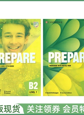 剑桥证书考试备考教材 Prepare B2 Level 7 Student's Book and Workbook with Digital Second Edition 七级学生用书练习册带资源
