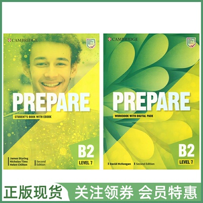 剑桥证书考试备考教材 Prepare B2 Level 7 Student's Book and Workbook with Digital Second Edition 七级学生用书练习册带资源