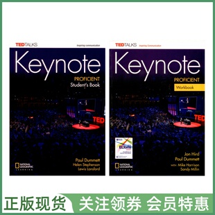 国家地理成人英语教材 Keynote C2 Proficient Student Book with DVD and Workbook with CD 六级学生用书练习册套装 带光盘 NGL
