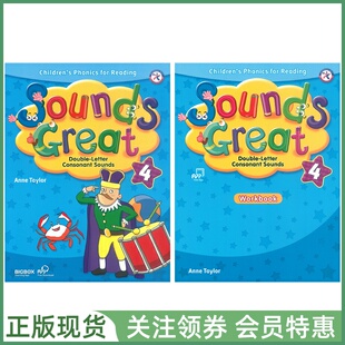 Compass出版幼儿少儿英语拼读教材Sounds Great 4 Double-Letter Consonant Sounds Student Book and Workbook四级学生用书练习册