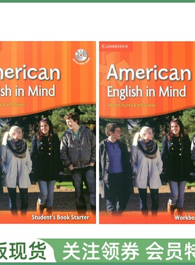 剑桥青少年中学英语教材 American English in Mind Starter Student's Book and Workbook 入门级学生用书练习册 美音版EIM AEIM