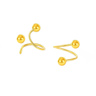 999足金小光珠耳环黄金时尚ins风2024年新款圆珠耳钉养耳棒送礼女