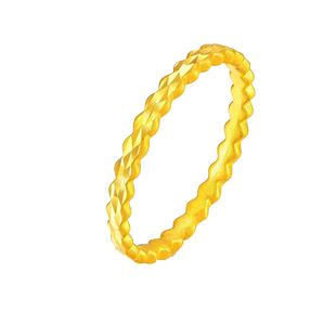 3D硬金黄金满天星戒指女足金999时尚简约车花指环素圈小尾戒送礼