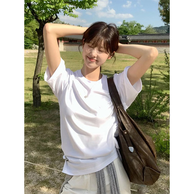 夏季基础款打底白色短袖t恤女款
