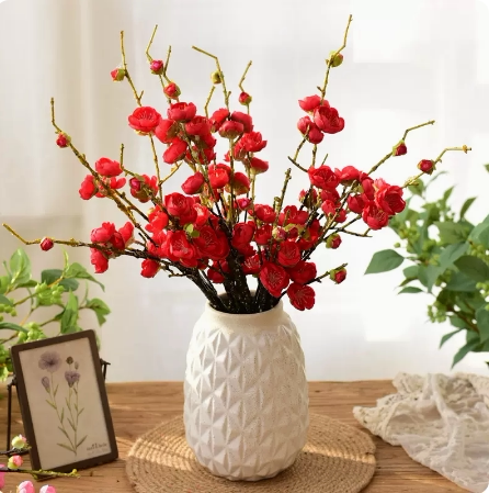 仿真腊梅干花枝条假花仿真花摆设假梅花红梅摆件客厅插花茶几装饰