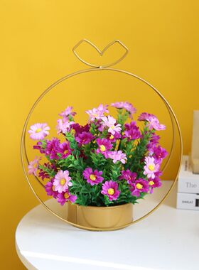 现代家居饰品假花摆设 玄关客厅餐桌装饰品乔迁喜庆花篮花艺摆件