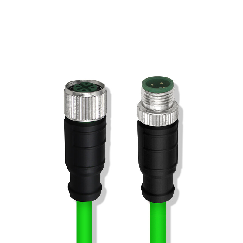 M12航空插头公对公/公对母4/8芯A型D/X型编码器通讯线工业连接线