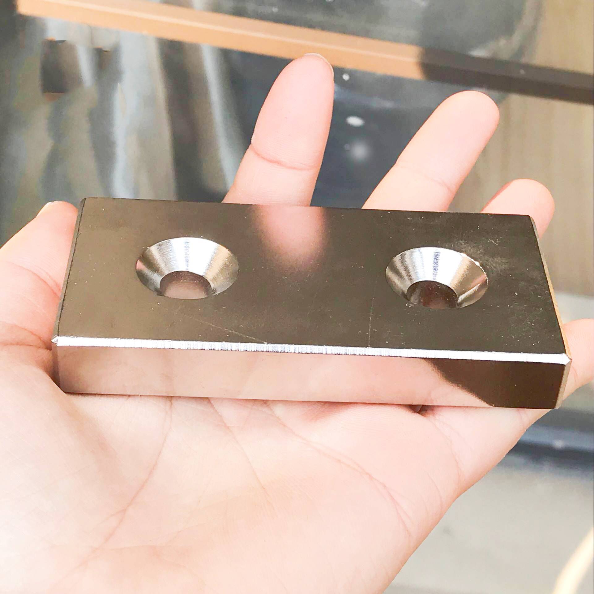 强磁100X50X15/20/25mm吸铁石强力钕铁硼长方形双孔打捞强力磁铁