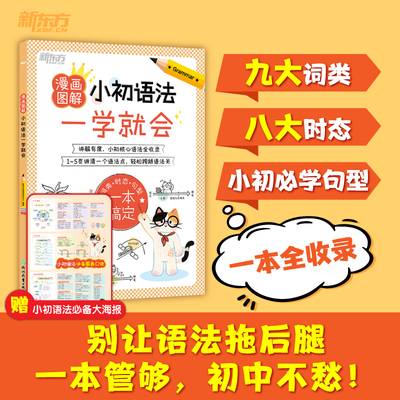 新东方漫画图解小初语法一学就会小学初中核心语法词类时态句型