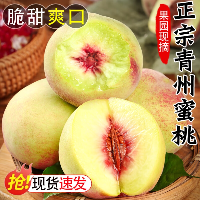 山东青州蜜桃新鲜毛桃子青桃硬桃子时令孕妇水果源头直发脆甜桃子