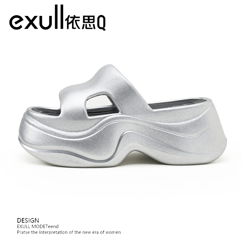 exull/依思Q厚底拖鞋女增高凉拖