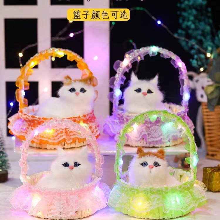 吊篮猫米各种颜色会叫仿真猫咪摆件玩具家具饰品颜色齐全厂家直销