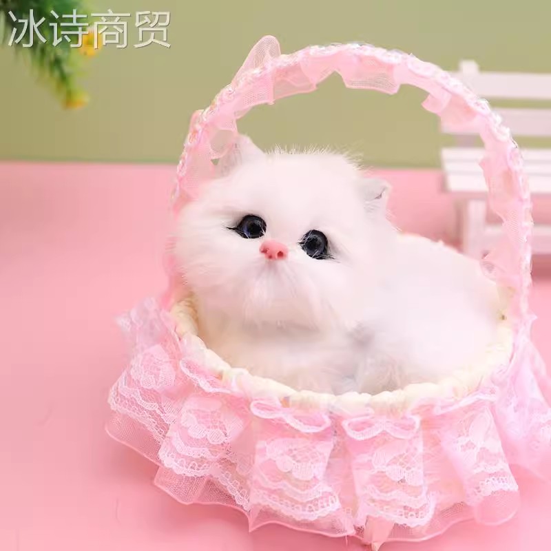 会叫的篮子小猫咪3-6岁儿童玩具仿真小兔子毛绒动物摆件生日礼物