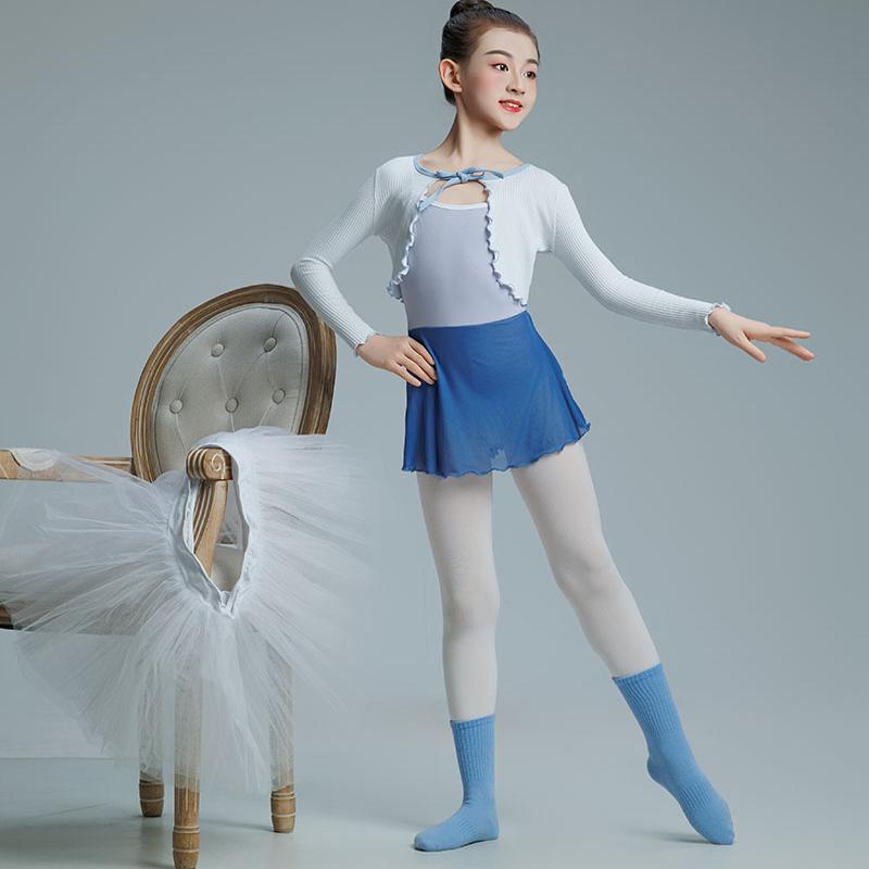 儿童舞蹈服女童练功服长袖外搭披肩2025年春季新款芭蕾体操服开衫